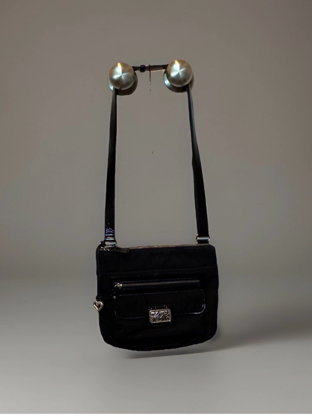 Brighton Black Crossbody Bag with Silver-Tone Accents